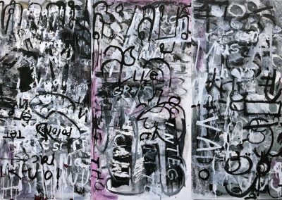 <b>Integrity, 2018 (triptych)</b><br/>Oil, rose petal pigment on panel<br/>6 ' x 4' or 4' x 6'  (horizontal or vertical; three 2' x 4' modular panels which can be arranged multiple ways)